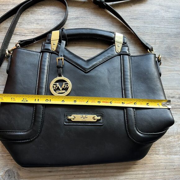 Versace 19V69 Italia Shoulder Bag Black Gold Charm Zipper - Picture 6 of 10